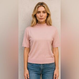 AranCrafts Irish Pink Cable Knit Sweater Merino Wool Cottagecore Cozy Large